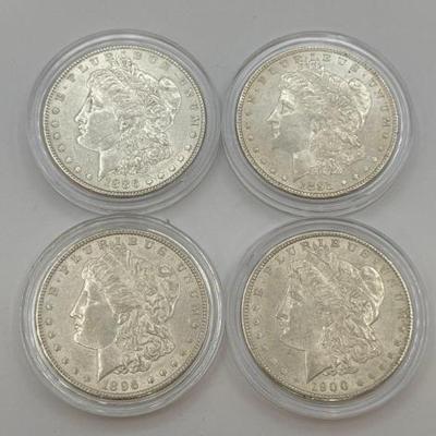 #389 • (4) 1886-1900 Morgan Silver Dollars
