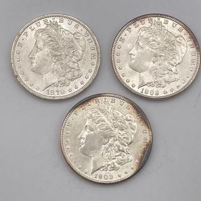 #342 • (3) 1879 & 1902 Morgan Silver Dollars

