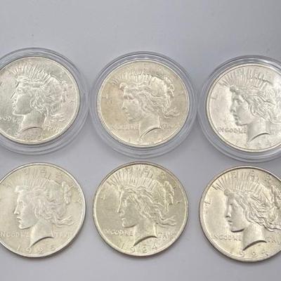 #452 • (6) 1924 & 1925 Silver Peace Dollars
