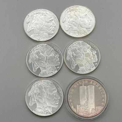 #730 • (6) 1 Troy Ounce .999 Fine Silver Coins
