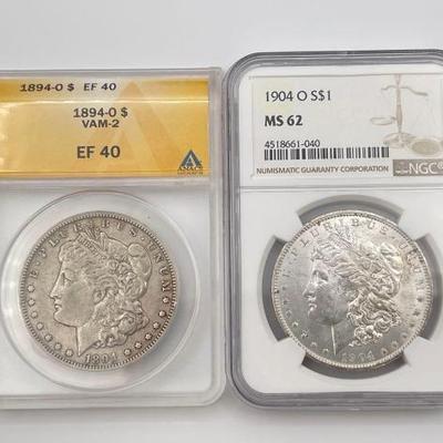 #316 • (1) 1894 & (1) 1904 Morgan Silver Dollar

