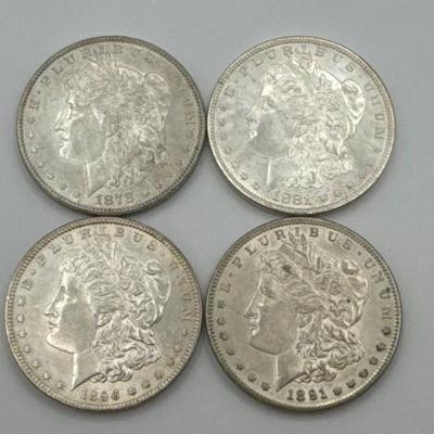 #354 • (4) 1878-1891 Morgan Silver Dollars
