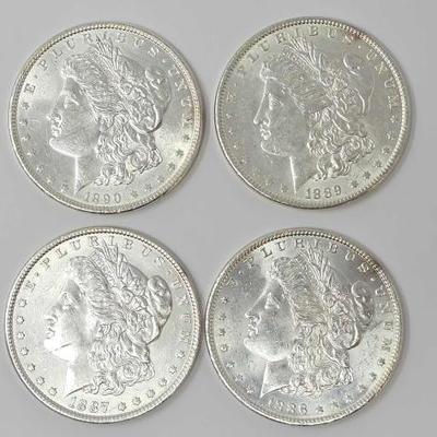 #362 • (4) 1886-1890 Morgan Silver Dollars
