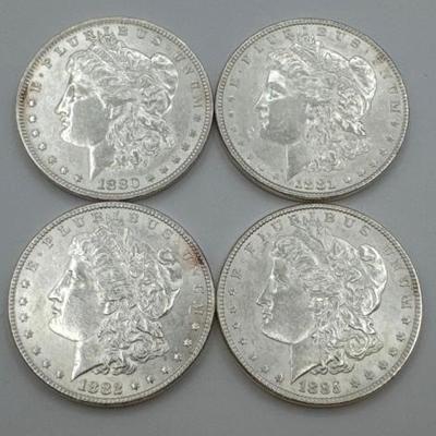 #360 • (4) 1880-1885 Morgan Silver Dollars
