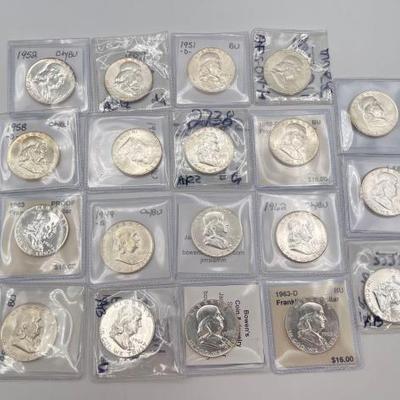 #542 • (19) Franklin Half Dollar Coins
