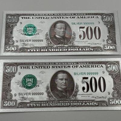#732 • (2) 1928 $500 U.S. Silver Bank Notes
