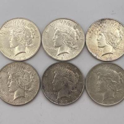 #504 • (6) 1922-1928 Silver Peace Dollars
