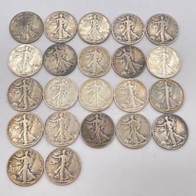 #524 • (22) Pre 1964 Walking Liberty Half Dollars
