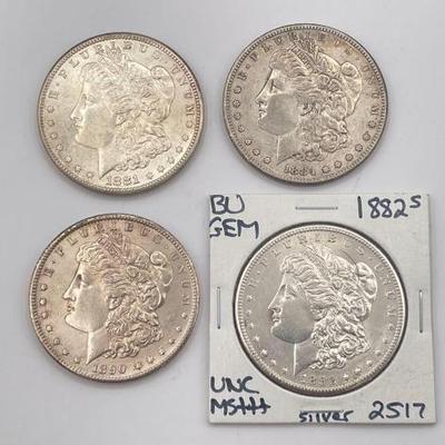 #346 • (4) 1881-1890 Morgan Silver Dollars
