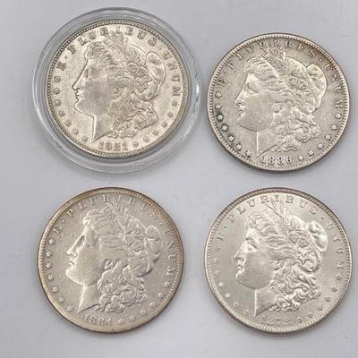 #348 • (4)1878-1921 Morgan Silver Dollars
