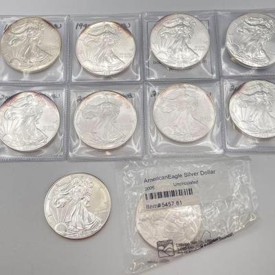 #716 • (10) .999 Fine Silver American Eagle Coins
