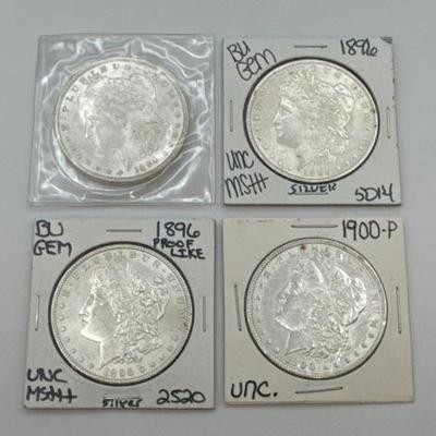#402 • (4) 1890-1900 Morgan Silver Dollars
