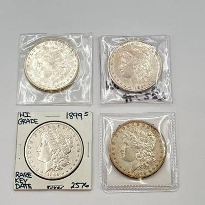 #352 • (4) 1878-1899 Morgan Silver Dollars
