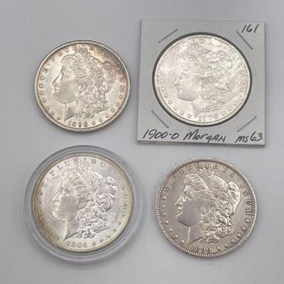 #340 • (4) 1890-1904 Morgan Silver Dollars
