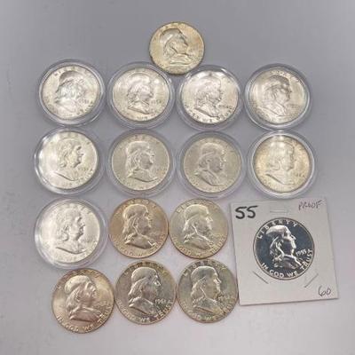 #540 • (16) Pre 1964 Franklin Half Dollars
