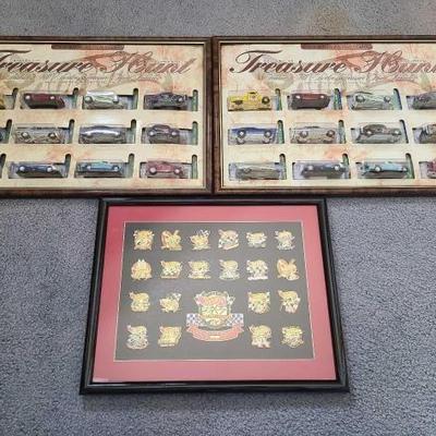 #2220 • (2) Hot Wheels 2002 Treasure Hunt Collector's Sets and (1) Hot Wheels Racing Collector Pin Set
