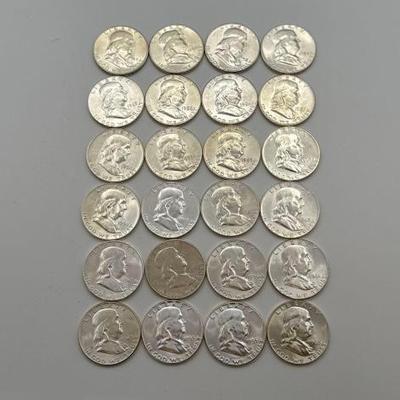 #534 • (24) Pre 1964 Franklin Half Dollars
