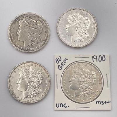 #396 • (4) 1889-1902 Morgan Silver Dollars
