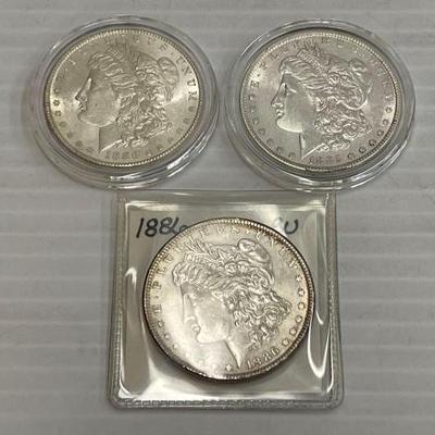 #441 • (3) 1886 & 1885 Morgan Silver Dollars
