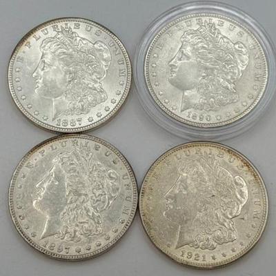 #412 • (4) 1887-1921 Morgan Silver Dollars
