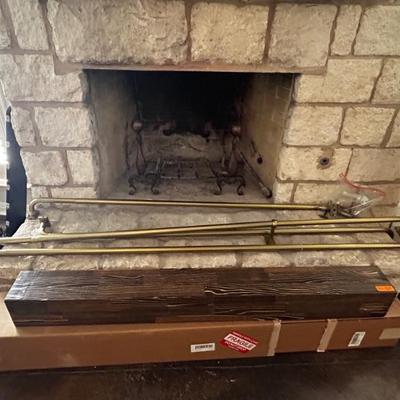 Brass curtain rods, still in PB catalog/ and a wood mantle 