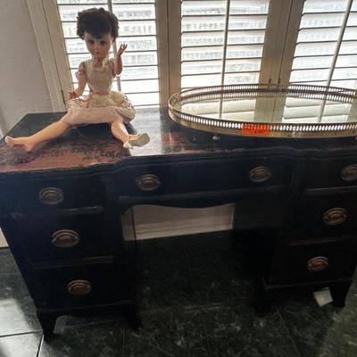 Vintage doll and desk 