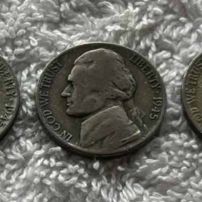 HKC312 ~ Wartime (Silver Alloy ~ 1945) Nickels minted in San Francisco