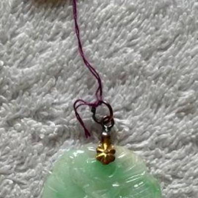 HKC324 ~ Jade Pendant with 14k Gold Ball