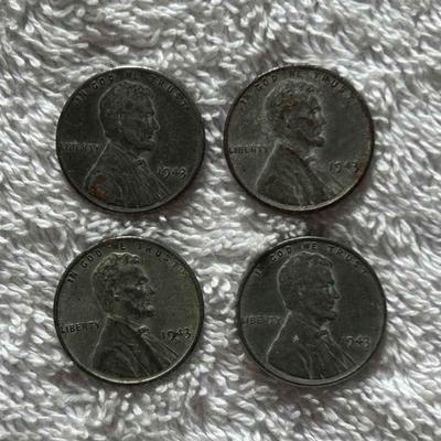 HKC303 ~ A quartet of 1943 Zinc-Coated STEEL Penny
