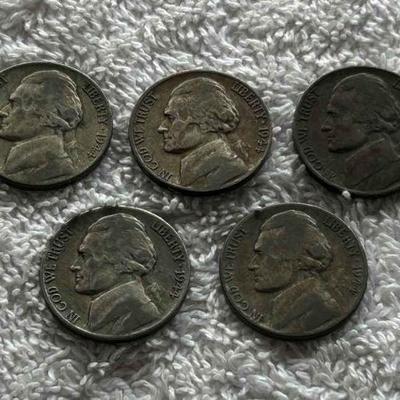 HKC311 - Wartime (Silver Alloy ~ 1944) Nickels minted in San Francisco