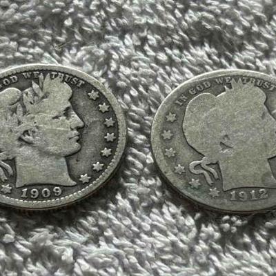 HKC314 - A pair of Barber or Liberty Head Quarters (90% Silver)