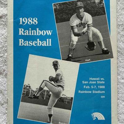 HKC334 ~ Official Hawaii vs San Jose State Program - February 5-7, 1988. Signed by Larry Gonzales.
