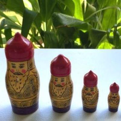 HKC023 Vintage Hand Painted Made in the USSR Wooden Nesting Dolls and More