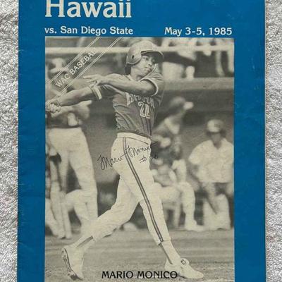 HKC333 ~ Official Hawaii vs San Diego State Program - May 3-5, 1985. Signed by Mario Monico