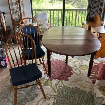 KKF064- Wooden Oval Table With Leaf And Chairs
