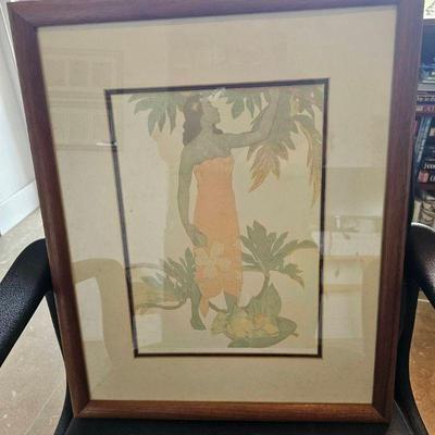 KKF014-Hawaiian Woman With Breadfruit Framed Print John Melville Kelly