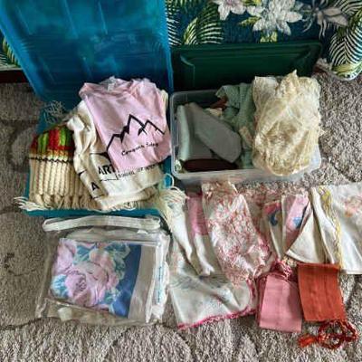 KKF161- Assorted Vintage Baby Clothes And Table Linen
