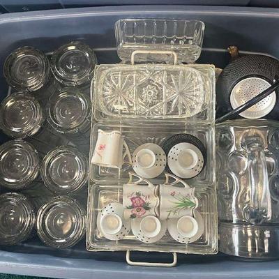 WWW216 Mystery Glassware And Silver Soldered Tea Kettles Lot 