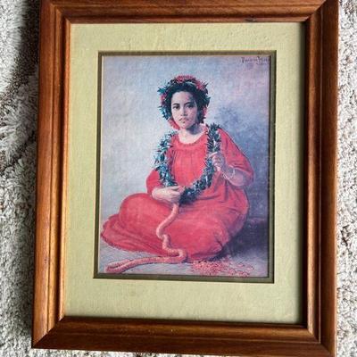 KKF071- Framed Print Titled The Lei Maker By Theodore Wores 