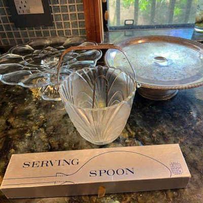 KKF230- Glass & Sliver Plated Serve Ware
