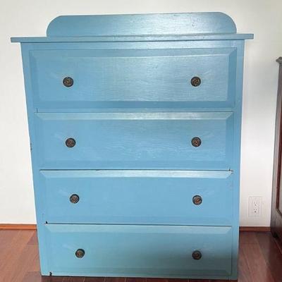 KKF039- (4) Drawer Blue Wooden Dresser