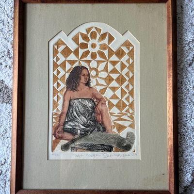 KKF027- Framed Rubbing On Textured Paper Artwork