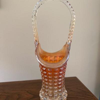 Imperial waffle block irridescent glass basket