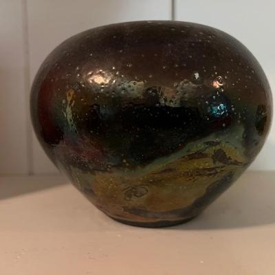 Raku glazed pottery vase