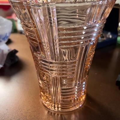 Vintage Anchor Hocking pink vase - 1 of 2
