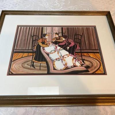 Rare P Buckley Moss signed & numbered - “Wedding Ring Quilt”