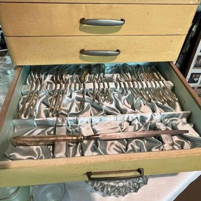 The MCM nickle silver flatware/case - large set