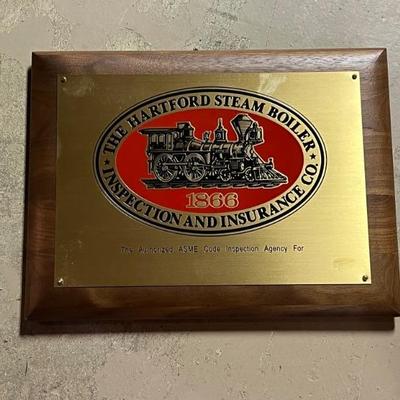The Hartford Steam Boiler Inspection & Insurance plaque