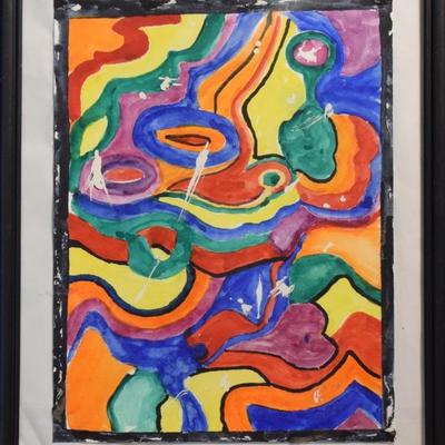 Framed Original Colorful Watercolor Painting
