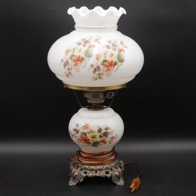 Vintage Milk Glass Hurricane Lamp with 2 Lighting Modules